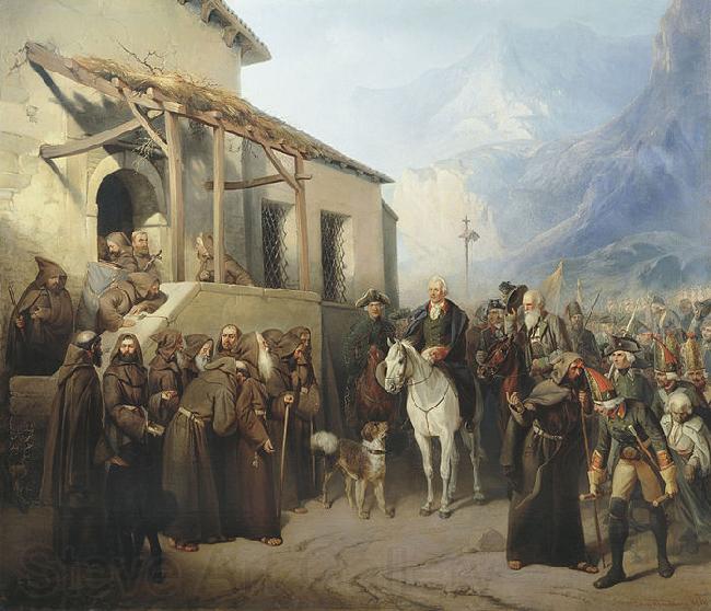 Creator:Adolf Charlemagne. Field Marshal Alexander Suvorov at the top of the St. Gotthard September 13 Spain oil painting art